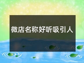 微店名稱好聽(tīng)吸引人