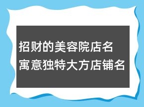 招財(cái)?shù)拿廊菰旱昝?寓意獨(dú)特大方店鋪名