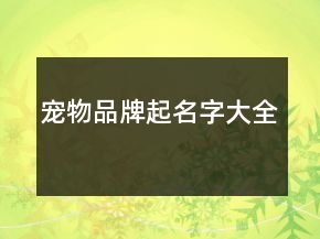 寵物品牌起名字大全