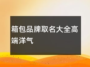箱包品牌取名大全高端洋氣