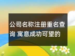 公司名稱(chēng)注冊(cè)重名查詢 寓意成功可望的企業(yè)名字