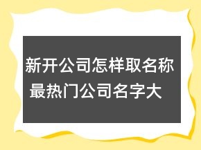新開公司怎樣取名稱 最熱門公司名字大全