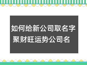如何給新公司取名字 聚財(cái)旺運(yùn)勢公司名字