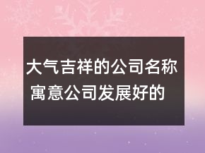 大氣吉祥的公司名稱 寓意公司發(fā)展好的名字