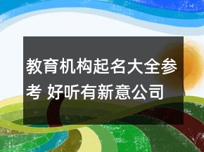 教育機(jī)構(gòu)起名大全參考 好聽有新意公司名