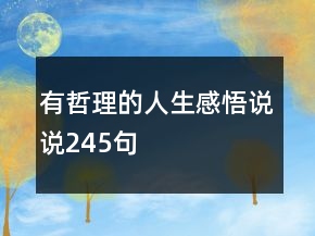 有哲理的人生感悟說說245句
