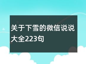關(guān)于下雪的微信說說大全223句