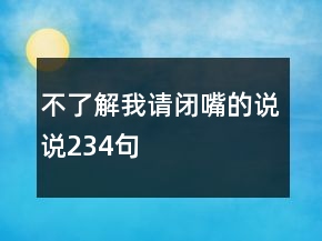 不了解我請閉嘴的說說234句