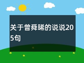 關(guān)于曾舜晞的說(shuō)說(shuō)205句