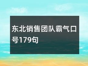 東北銷售團(tuán)隊(duì)霸氣口號(hào)179句