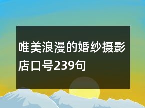 唯美浪漫的婚紗攝影店口號(hào)239句