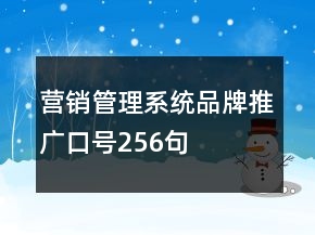 營(yíng)銷管理系統(tǒng)品牌推廣口號(hào)256句