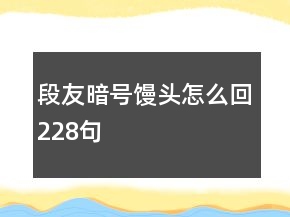 段友暗號(hào)饅頭怎么回228句