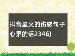 抖音最火的傷感句子心累的話234句
