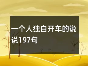 一個(gè)人獨(dú)自開(kāi)車(chē)的說(shuō)說(shuō)197句