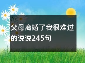 父母離婚了我很難過的說說245句