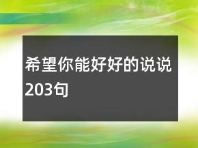 希望你能好好的說說203句