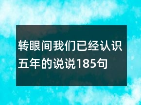 轉(zhuǎn)眼間我們已經(jīng)認(rèn)識五年的說說185句