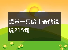 想養(yǎng)一只哈士奇的說說215句