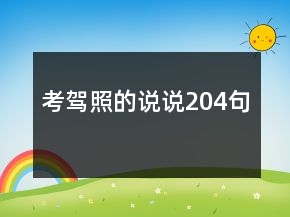 考駕照的說說204句