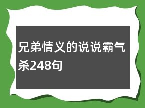 兄弟情義的說說霸氣殺248句