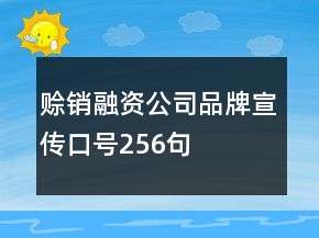 賒銷融資公司品牌宣傳口號(hào)256句