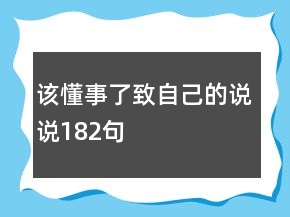該懂事了致自己的說說182句