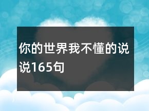 你的世界我不懂的說說165句