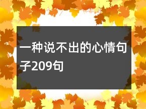 一種說不出的心情句子209句