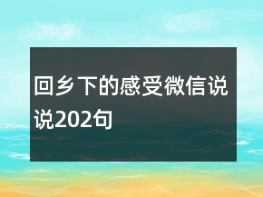 回鄉(xiāng)下的感受微信說說202句