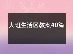 大班生活區(qū)教案40篇