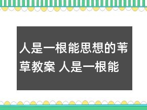 人是一根能思想的葦草教案 人是一根能思想的葦草教案一等獎