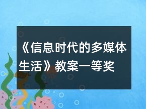 《信息時代的多媒體生活》教案一等獎
