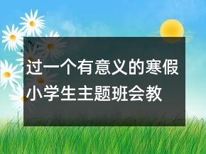 過一個(gè)有意義的寒假小學(xué)生主題班會(huì)教案一等獎(jiǎng)
