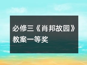 必修三：《肖邦故園》教案一等獎