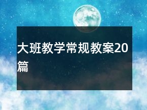 大班教學(xué)常規(guī)教案20篇