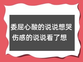 委屈心酸的說說想哭 傷感的說說看了想哭82句