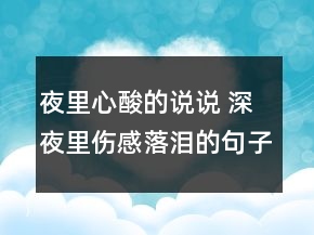 夜里心酸的說說 深夜里傷感落淚的句子104句