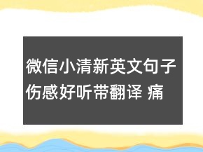 微信小清新英文句子傷感好聽?zhēng)Хg 痛到極點(diǎn)的135句