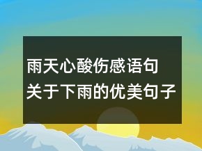 雨天心酸傷感語(yǔ)句 關(guān)于下雨的優(yōu)美句子86句