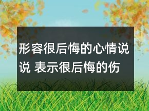 形容很后悔的心情說說 表示很后悔的傷感說說127句