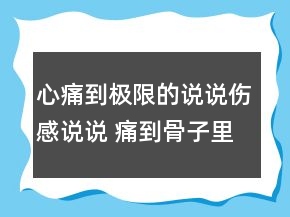 心痛到極限的說(shuō)說(shuō)傷感說(shuō)說(shuō) 痛到骨子里心碎絕望82句