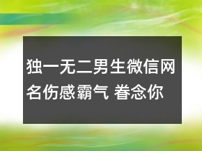 獨(dú)一無二男生微信網(wǎng)名傷感霸氣 眷念你一生一世114句