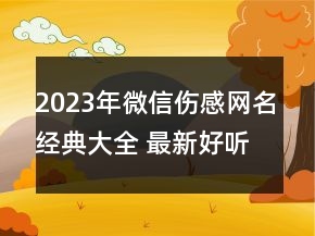 2023年微信傷感網(wǎng)名經(jīng)典大全 最新好聽簡單的傷感網(wǎng)158句