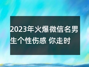 2023年火爆微信名男生個性傷感 你走時天空像潑墨159句