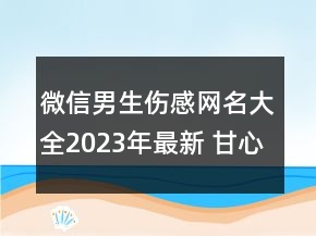微信男生傷感網(wǎng)名大全2023年最新 甘心為你做個(gè)小丑119句