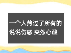一個(gè)人熬過(guò)了所有的說(shuō)說(shuō)傷感 突然心酸傷感心情102句
