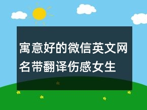 寓意好的微信英文網(wǎng)名帶翻譯傷感女生 情緒控91句