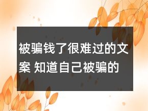 被騙錢了很難過(guò)的文案 知道自己被騙的傷感句子122句