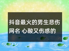 抖音最火的男生悲傷網(wǎng)名 心酸又傷感的男生網(wǎng)名75句